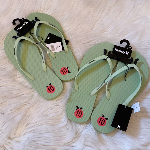 Hurley Riley Flip Flops - NWT x2 - Size 10 - Light Green - Picture 2 of 8